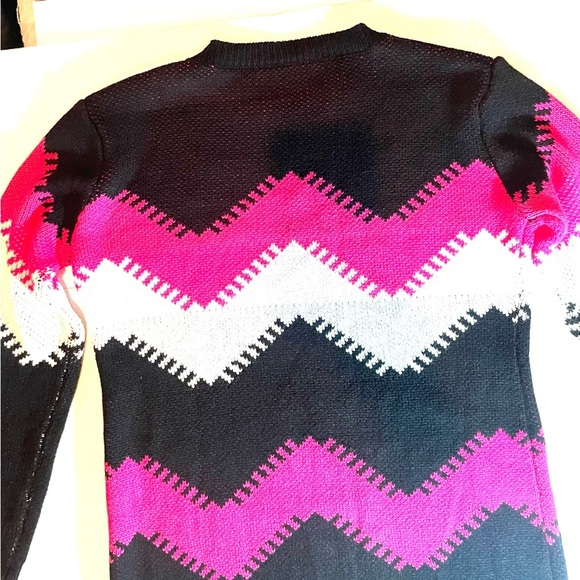 Women's Long Sleeve Chevron Pattern Sweater Dress Oversize Top Cozy Size XL - Picture 7 of 11